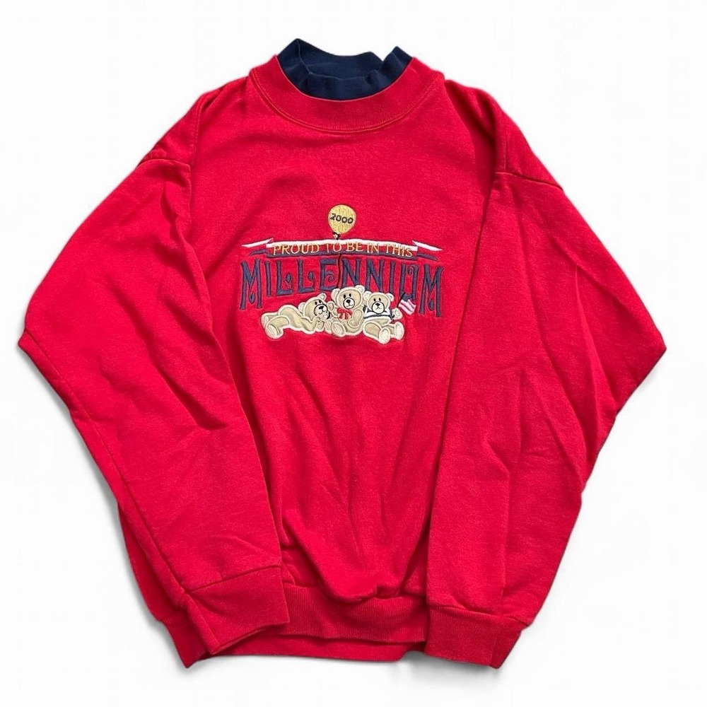 Vintage Pullover Crewneck Sweater Women's Size Petite Small Teddy Bears Y2K 2000